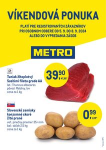 Propagačné noviny METRO, platné od 05.09.2024 do 08.09.2024.