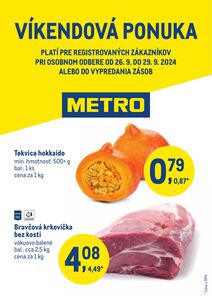 Propagačné noviny METRO, platné od 26.09.2024 do 29.09.2024.