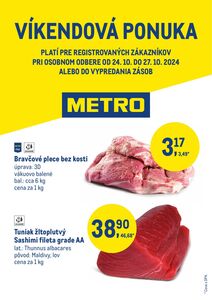 Propagačné noviny METRO, platné od 2024-10-24 do 2024-10-27.