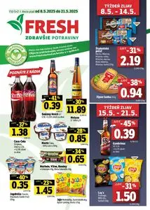 Propagačné noviny FRESH, platné od 2025-05-08 do 2025-05-21.