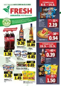 Propagačné noviny FRESH, platné od 2025-05-08 do 2025-05-21.