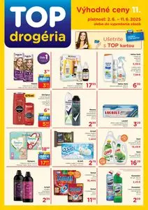 Propagačné noviny TOP drogéria, platné od 2025-06-02 do 2025-06-11.