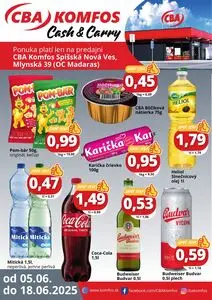 Propagačné noviny CBA KOMFOS, platné od 2025-06-05 do 2025-06-18.