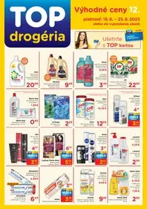 Propagačné noviny TOP drogéria, platné od 2025-06-16 do 2025-06-25.
