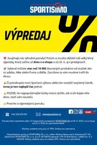 Propagačné noviny SPORTISIMO, platné od 2025-06-25 do 2025-06-26.