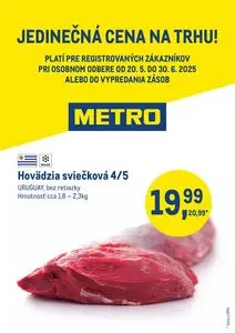 Propagačné noviny METRO, platné od 2025-05-20 do 2025-06-30.