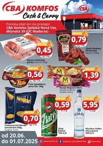 Propagačné noviny CBA KOMFOS, platné od 2025-06-20 do 2025-07-01.