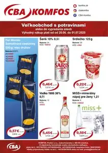 Propagačné noviny CBA KOMFOS, platné od 2025-06-20 do 2025-07-01.