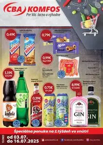 Propagačné noviny CBA KOMFOS, platné od 2025-07-03 do 2025-07-16.