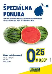 Propagačné noviny METRO, platné od 2025-07-21 do 2025-07-27.