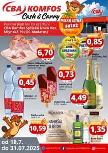 Propagačné noviny CBA KOMFOS, platné od 2025-07-18 do 2025-07-31.