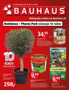 Propagačné noviny BAUHAUS, platné od 2025-06-30 do 2025-08-03.