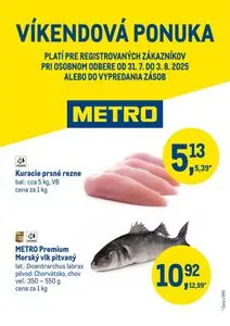 Propagačné noviny METRO, platné od 2025-07-31 do 2025-08-03.