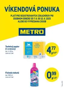 Propagačné noviny METRO, platné od 2025-08-07 do 2025-08-10.
