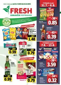 Propagačné noviny FRESH, platné od 2025-07-31 do 2025-08-13.