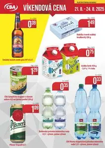 Propagačné noviny CBA KOMFOS, platné od 2025-08-21 do 2025-08-24.