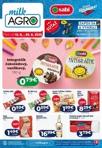 Propagačné noviny milk AGRO, platné od 2025-08-13 do 2025-08-26.