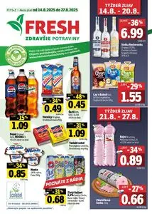 Propagačné noviny FRESH, platné od 2025-08-14 do 2025-08-27.