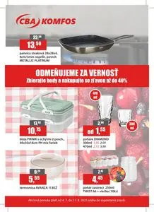 Propagačné noviny CBA KOMFOS, platné od 2025-07-04 do 2025-08-31.