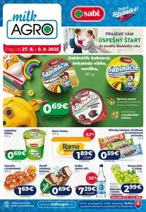 Propagačné noviny milk AGRO, platné od 2025-08-27 do 2025-09-09.