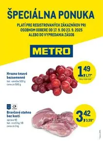 Propagačné noviny METRO, platné od 2025-09-17 do 2025-09-23.