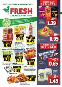 Propagačné noviny FRESH, platné od 2025-09-11 do 2025-09-24.