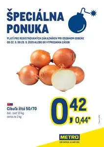 Propagačné noviny METRO, platné od 2025-09-22 do 2025-09-28.