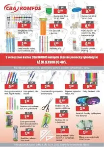 Propagačné noviny CBA KOMFOS, platné od 2025-08-08 do 2025-09-30.