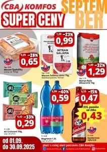 Propagačné noviny CBA KOMFOS, platné od 2025-09-01 do 2025-09-30.
