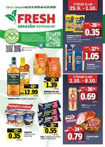 Propagačné noviny FRESH, platné od 2025-09-25 do 2025-10-08.