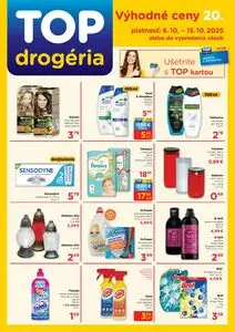 Propagačné noviny TOP drogéria, platné od 2025-10-06 do 2025-10-15.