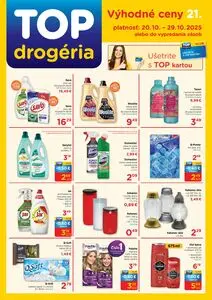 Propagačné noviny TOP drogéria, platné od 2025-10-20 do 2025-10-29.