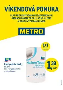 Propagačné noviny METRO, platné od 2025-11-27 do 2025-11-30.