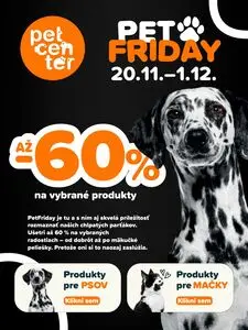 Propagačné noviny pet center, platné od 2025-11-20 do 2025-12-01.