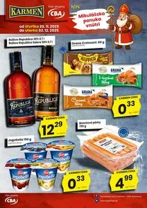 Propagačné noviny KARMEN CBA, platné od 2025-11-20 do 2025-12-02.