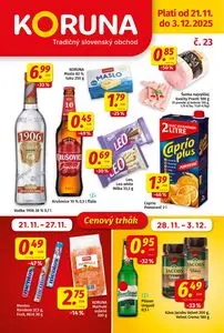 Propagačné noviny KORUNA, platné od 2025-11-21 do 2025-12-03.