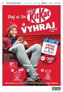 Propagačné noviny METRO, platné od 2025-11-19 do 2025-12-09.