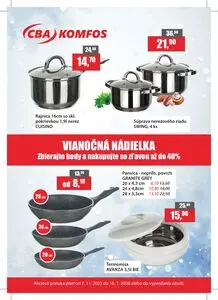 Propagačné noviny CBA KOMFOS, platné od 2025-11-07 do 2025-12-16.
