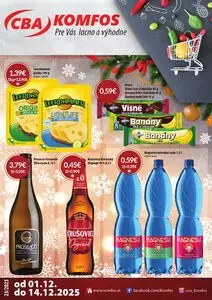 Propagačné noviny CBA KOMFOS, platné od 2025-11-15 do 2025-12-31.