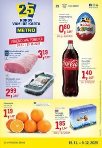 Propagačné noviny METRO, platné od 2025-11-19 do 2025-12-31.