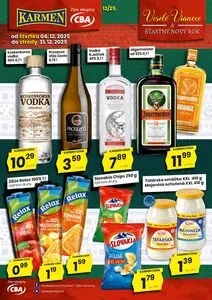 Propagačné noviny KARMEN CBA, platné od 2025-12-04 do 2025-12-31.