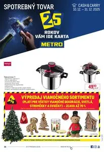Propagačné noviny METRO, platné od 2025-12-10 do 2025-12-31.