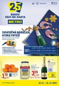 Propagačné noviny METRO, platné od 2025-12-10 do 2025-12-31.
