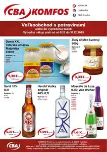 Propagačné noviny CBA KOMFOS, platné od 2025-12-12 do 2025-12-31.