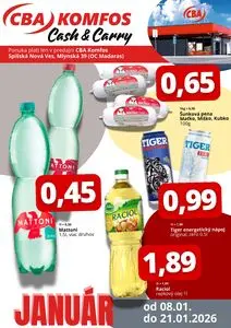 Propagačné noviny CBA KOMFOS, platné od 2026-01-08 do 2026-01-21.