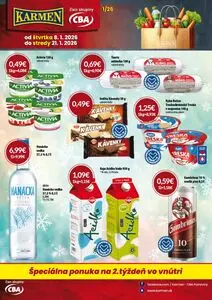Propagačné noviny KARMEN CBA, platné od 2026-01-08 do 2026-01-21.