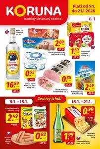 Propagačné noviny KORUNA, platné od 2026-01-09 do 2026-01-21.