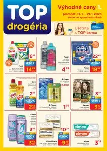 Propagačné noviny TOP drogéria, platné od 2026-01-12 do 2026-01-21.