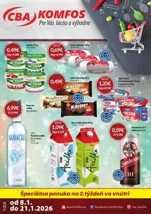 Propagačné noviny CBA KOMFOS, platné od 2026-01-23 do 2026-02-03.