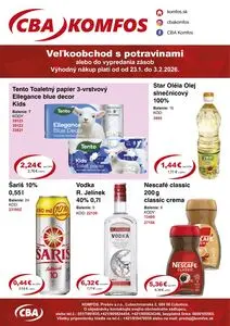 Propagačné noviny CBA KOMFOS, platné od 2026-01-23 do 2026-02-03.